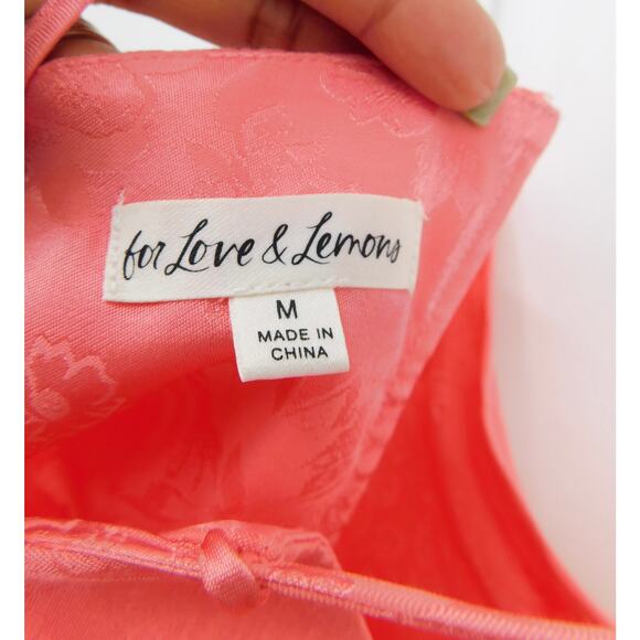 For Love & Lemons Gabrielle Rhinestone Pink Slip Mini Dress Size Medium - Picture 4 of 6